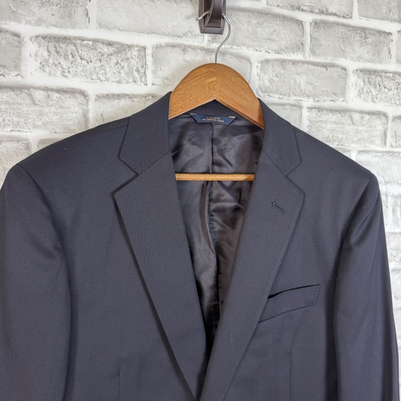 Brooks Brothers Estrato Togna Wool Dark Navy Blazer Suit Jacket Mens 40L Regent - Picture 2 of 14